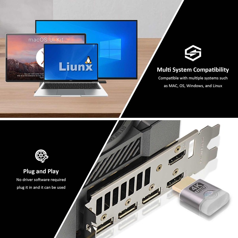 CybNemo HDMI Dummy Plug, EDID Emulator Headless Ghost Display Adapter