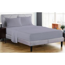 Fitted Sheet 100% Egyptian Cotton 200 Thread Count 25cm Deep Fitted Bed Sheet Hotel Quality Soft & Crisp Cotton Bedding Set (Silver, Single)