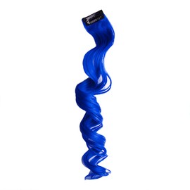Stasia Street 20-Inch Curly Clip-On Strands Korean Synthetic Breatheable Hair Extensions for Women Natural Looking Instant Style, Volume & Length - Palantinate Blue Bonnet