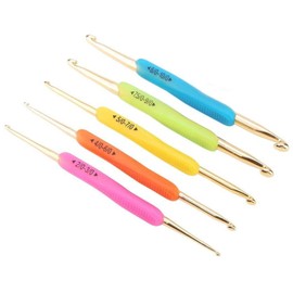 DFsucces Crochet Set of 5 Ergonomic Knitting Needles Set Crochet Double Hook Soft Rubber Knitting Yarn for Beginners DIY Supplies