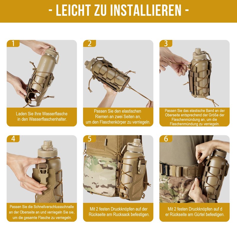 OneTigris Water Bottle Holder MOLLE Field Bottle Bag Carrier Extreme