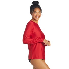 Sporti Women's L/S UPF 50+ Comfort Fit Rashguard - Red - X-Large
