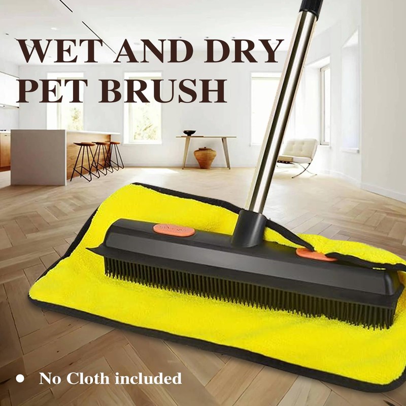 Pet Rubber Broom with 49inch Long Handle, Portable Detailing Lint