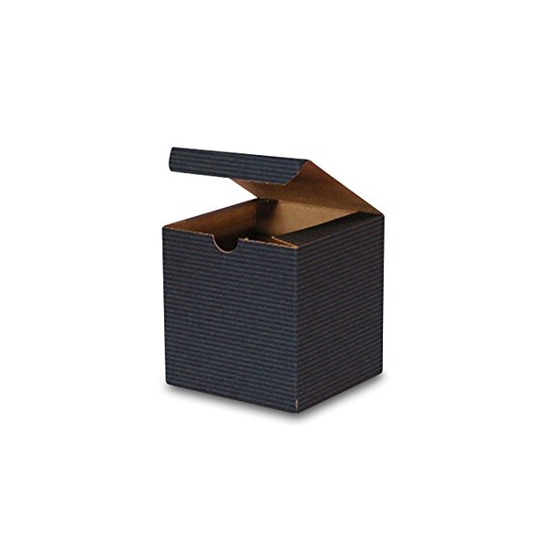 Black Pinstripe Paper Gift Box 4" X 4" X 4" | Quantity: 100