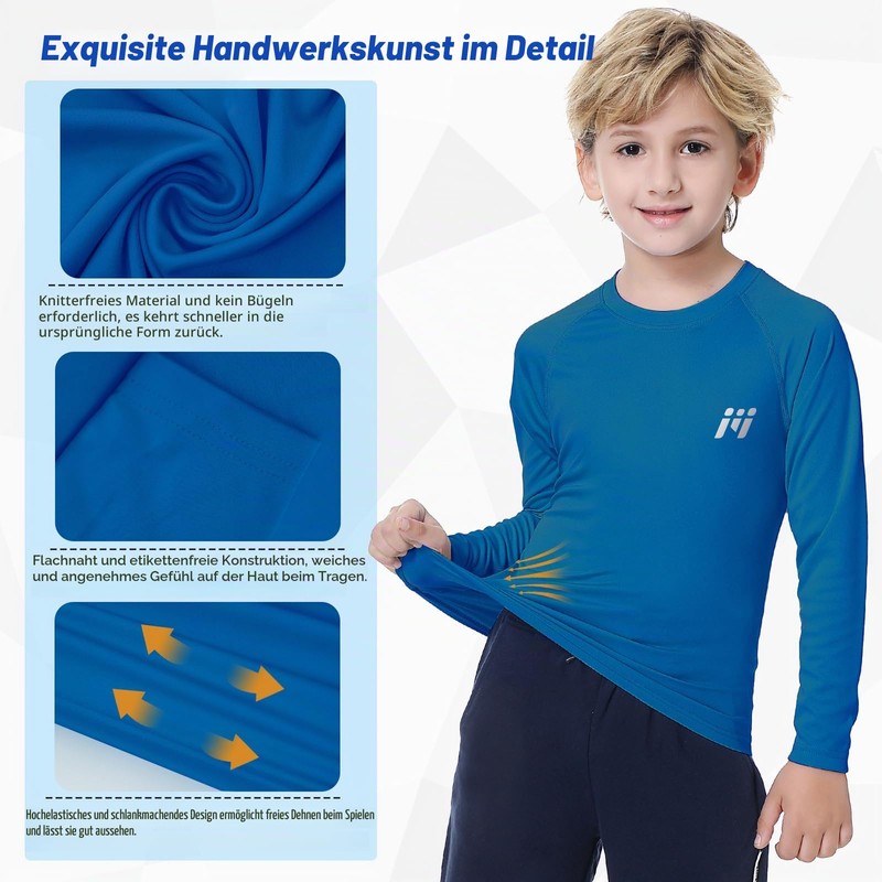 MEETWEE Kinder Jungen UV Shirt Langarm Schwimmshirt Badeshirt Lange SPF