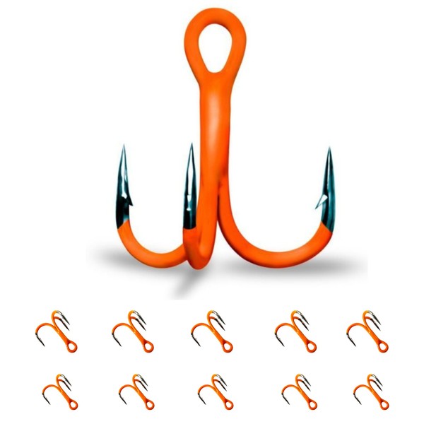 CERAMIC-ON 10PCS Treble Hooks Glow in Ultraviolet Light Glowing Fishing