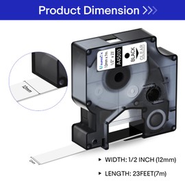 USUPERINK 8 Pack Compatible for Dymo D1 Label Tape 45010 S0720500 Refill Black on Clear 1/2 inch x 23 feet Labeling Tape for LabelManager PnP 160 210D 260P 280 360D 420P 450D ColorPop Label Maker