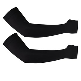 SUXEOTS New Cooling Arm Sleeves with Thumb Hole for Men and Women, UV Sun Protection Sleeves for Summer Sports, High Elasticity and Anti-Slip Ice Silk Sleeve (1, Black)