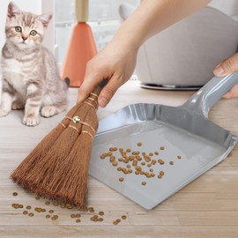 Small Metal Dust Pan and Brush for Fireplace, Garage, Shop, 9" Wide