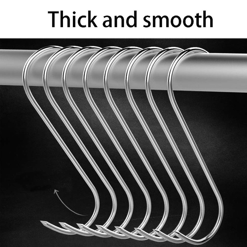 Meat Hooks 20Pcs,Premium Butcher's Hook,Stainless Steel Wall S-Shaped Hooks–for Hot