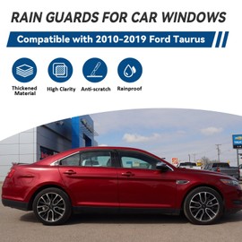 LQQDP 4pcs Front+Rear Smoke Tint Sun/Rain Guard Outside Mount Tape-On Vent Window Visors Compatible with 10-19 Taurus