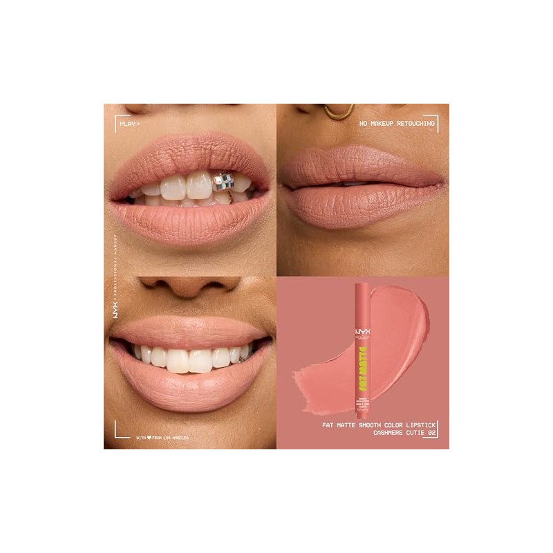 NYX Professional Makeup, Fat Matte Smooth Colour Lipstick, Soft Matte