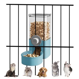 Auto Gravity Food Dispenser for Cage Hanging, 41OZ Capacity Hanging Automatic Pet Cage Feeder, Food Bowl for Cats Dogs Rabbit Ferret Chinchilla Bird Hedgehog Guinea Pig (Blue)