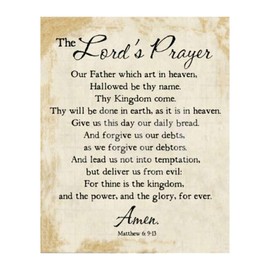 The Lords Prayer Wall Art - Christian Wall Decor, Vintage Parchment Print with Inspirational Bible Quotes for Living Room, Office, Church & Home Decor (Unframed, 11 x 14 inches)