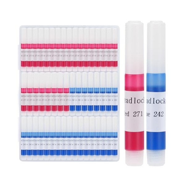 2ml *50 Pack Threadlocker Blue 242 & Red 271, 25