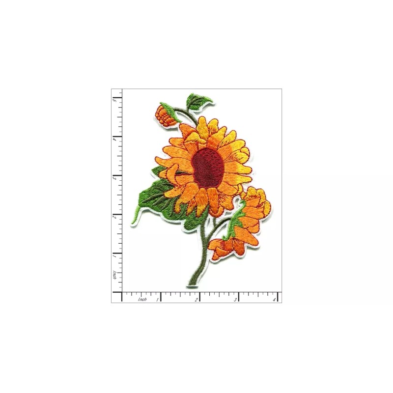 Patchwork Paradise Sunflower Yellow Floral Embroidered Iron On Patch DIY