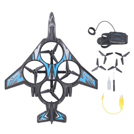 RC Airplane Fighter Gravity Sensor 2.4Ghz Headless Mode Color Spray 360° Spin Drop Proof with Bracelet Remote Control Jet Drone for Gift