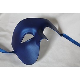 THE GOOD LIFE MENS HALF FACE PHANTOM QUALITY VENETIAN MASQUERADE THEATRICAL CARNIVAL PARTY EYE MASK (Blue)