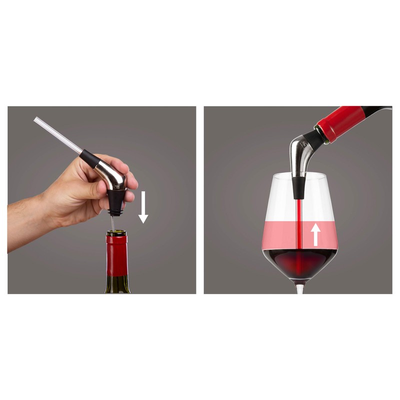 Vacu Vin Slow Pourer Wine Pourer, Plastic, Stainless Steel, Silver,