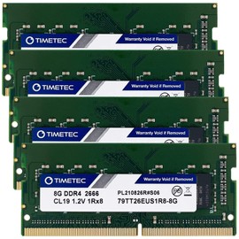 Timetec 32GB KIT (4x8GB) DDR4 2666MHz PC4-21300 Unbuffered ECC UDIMM 1.2V CL19 1Rx8 Single Rank 260 Pin SODIMM Memory RAM Module Upgrade (32GB KIT (4x8GB))