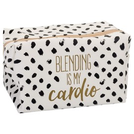 Blending is My Cardio Black Spotted 7 x 4 Vegan Leather Cosmetic Bag