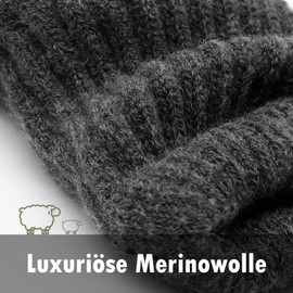 qpyysz Gloves Men Women Winter Warm Freezer Thermal Black Gloves Merino Wool Double Layer Fleece Touchscreen Outdoor Knitted Gloves Non-Slip Fleece Lining, black