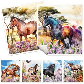 VISSTREE Horses Swedish Dishcloths for Kitchen, 6 Pack Farmhouse Absorbent Dish Cloths for Washing Dishes, Reusable Washable Paper Towels Cloth for Kitchen Countertop Sink Fast Drying Sponge Cloths