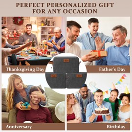 Janhavi Makeup Bag, Groomsmen Gifts, Travel size Toiletries Bag Waterproof, Cruise Ship Essentials, Travel Bag, Laser Engraved Initials & Wheat Ear, Travel Essentials, Gifts for Men (Dark Grey V)