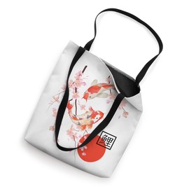 Cherry Blossom Koi Carp Fish Japanese Sakura Graphic Art Tote Bag