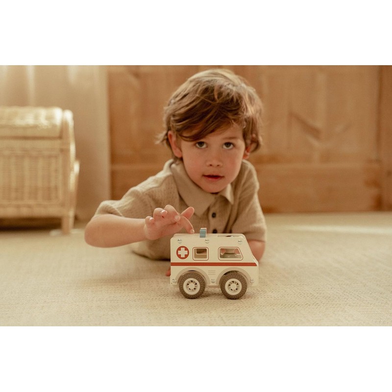 Little Dutch 2527 Wooden Car Ambulance White