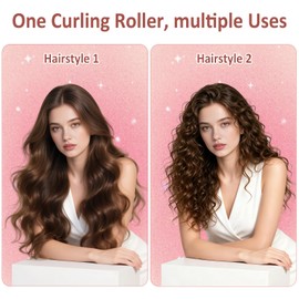 Heatless Curlers Set, Heatless Curls Overnight, Silk Shower Cap - Pink
