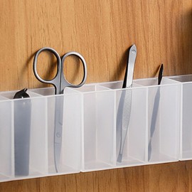 Beufee 2PCS Lipstick Holder, Makeup Brush Holder Wall Mounted Lipstick Holder Lip Gloss Organizer 3 Grid Hanging Transparent Pencil Holder