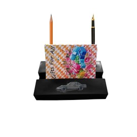 Clann Crusader ref51 BLACK desk office tidy stores business cards pens pencil holder paper weight