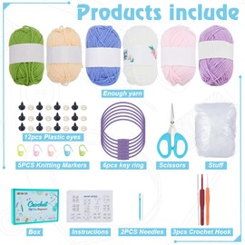 FREEBLOSS 4 Set Crochet Kit for Beginners Crocheting Animals Kits Crochet Turtle Keychain Kit Crochet Granny Squares with English Instructions Complete Crocheting Crafts for Adults