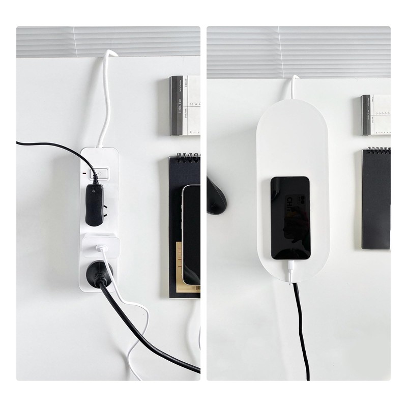 Nineween White Cable Management Box, Plastic Cable Box Organizer with