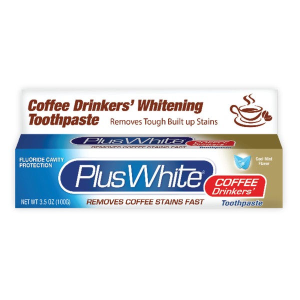 Plus White Coffee Drinker's Teeth Whitening Toothpaste - Removes Tooth Stains for Sensitive Teeth with Fluoride Cavity Protection & Tartar Control - Cool Mint Flavor (3.5 oz)