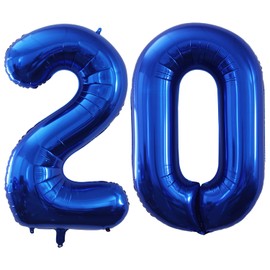 GOER Number 20 Balloons for 20th Birthday Party Decorations,42 Inch Jumbo Foil Helium Balloons for 20th Anniversary (Blue)