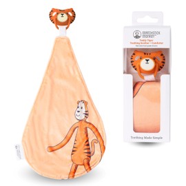 Matchstick Monkey All in One Pacifier, Teether and Comforter - Orthodontic Teat & Antimicrobial Protection, Suitable for Newborns, Teddy Tigers
