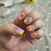 Vatocu Square False Nails Short Rainbow Flowers Press on Nails