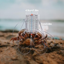 HAISENGO 2 Pack Crab Snares for Fishing Rods, Stainless Steel Raw Wire Coil Wire Mesh, 8 Rings, Figure 8 Ring Lead Drop Hanging Ring, Rectangular Bait Trap for Treasure, Rock, Blue Crab,Bait Traps