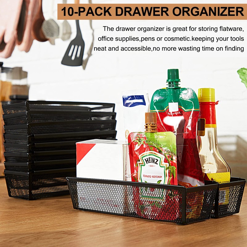 10 Pcs Drawer Organizer Silverware Drawer Organizer Mesh Utensil Drawer