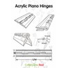 Caterpillar Red 3 x Acrylic Hinge 200mm WHITE, Continous Acrylic