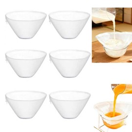 6PCS Nut Milk Bag, Bowl-Shaped Reusable Nylon Cheese Cloth Bags for Straining, Ultra-Fine Mesh Food Filter Strainer for Almond Milk, Soy Milk, Juice, Cold Brew Coffee, Dumpling Fillings（M)