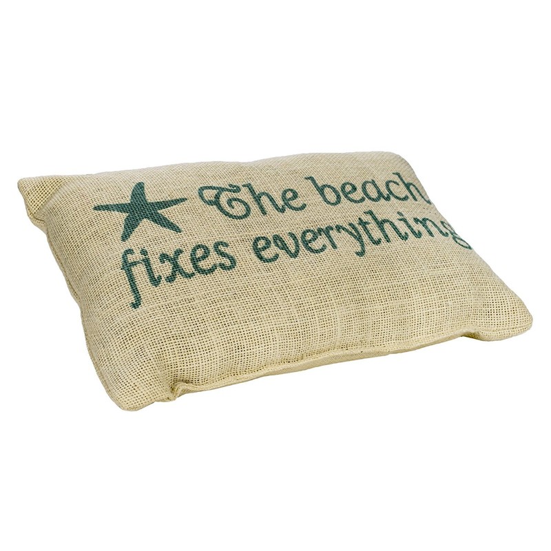 The Beach Fixes Everything - Burlap Accent Pillow with Star