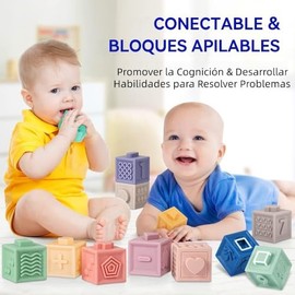 Juguetes Montessori para Bebés de 6 a 12 Meses, Juguetes para Bebés de 6 a 12 Meses, Incluyendo Bloques Apilables, Juguetes Blandos para la Dentición y Pelotas Sensoriales para Niños Pequeños