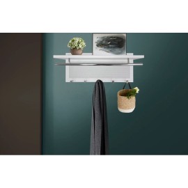 Esyspot Metal Powder Coating Hook Wall Mounted with Shelfcolor: White + Metal + Chrome