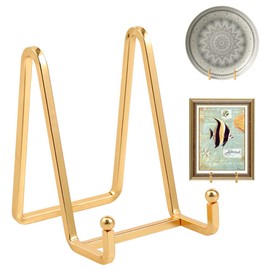 Plate Holder Easel Display Stand - 4.5 inch Metal Plate Stands for Display - Tabletop Picture Stand - Gold Iron Easels for Display Pictures | Photo Frames | Book | Decorative Plates | Plaque -1 Pack