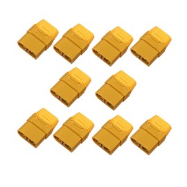 Hengfuntong-Elec 10Pcs 5Pairs Yellow Color XT90H Plug Male & Female Gold Plated Pins 4.5mm Bullet Connectors with Sheath Cover Cap for Battery, ESC and Charger. (10Pcs 90XT 90 XT 90-XT F)