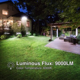 Onforu 100W Flood Lights Outdoor, 2 Packs Outdoor Security Lights 9000LM, 6500K LED Outdoor Flood Lighting Fixture, 3 Adjustable Heads, IP65 Waterproof Exterior Floodlight for Yard,Garage,Eave Mount