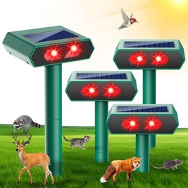 2025 Solar Nocturnal Animal Repeller Deer Repellent Outdoor with Red LED Light, 4 Pack Waterproof Cat Skunk Raccoon Fox Coyote Repellent Device Predator Lights for Yard Chicken Coop Farm Garden